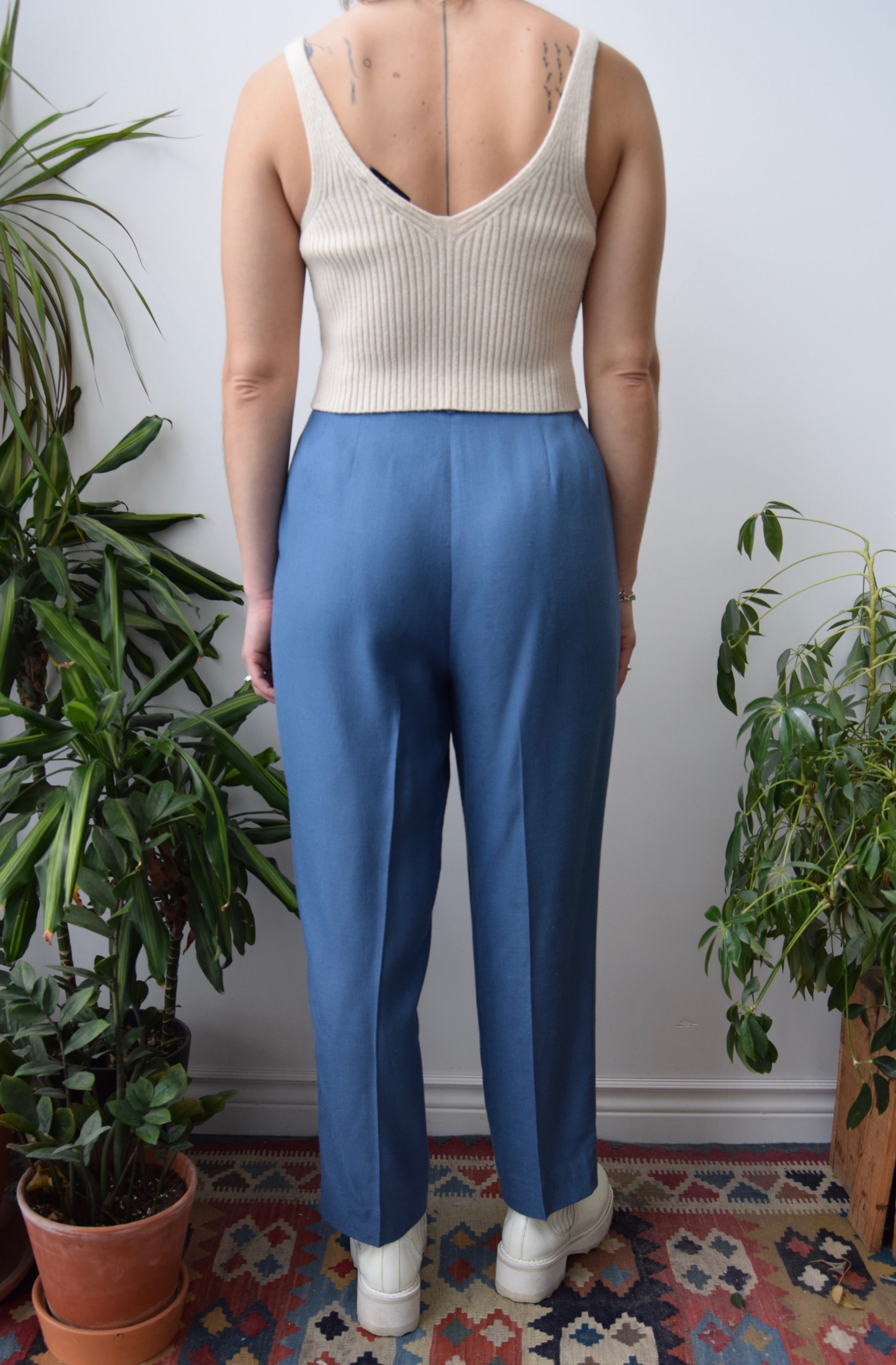 Muted Blue Woven Trousers