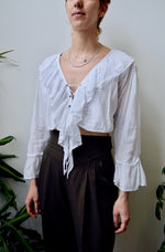 Gauzy Cotton Ruffle Crop