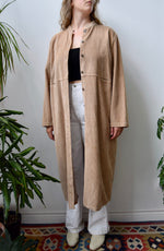 Nude Collarless Cord Shacket