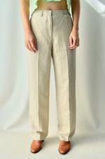 Tan Linen Blend Trousers