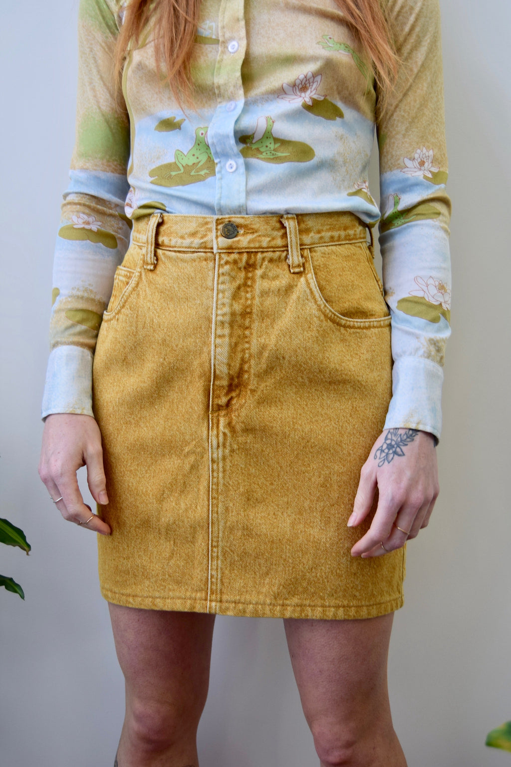 Nineties Mustard Guess Denim Skirt