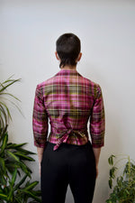 Silk Plaid Wrap Top