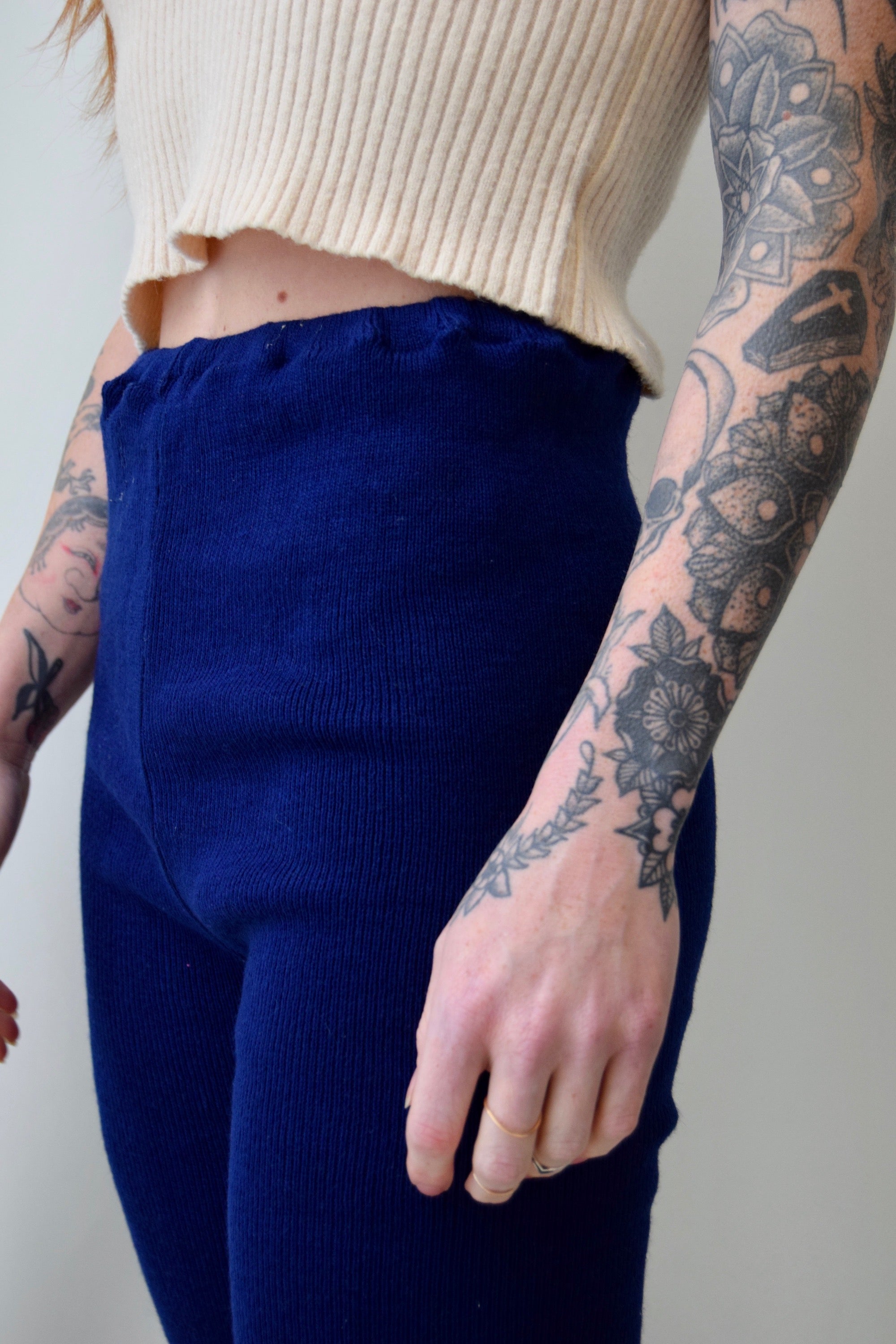 Navy Knit Leggings