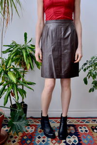 Carob Leather Skirt