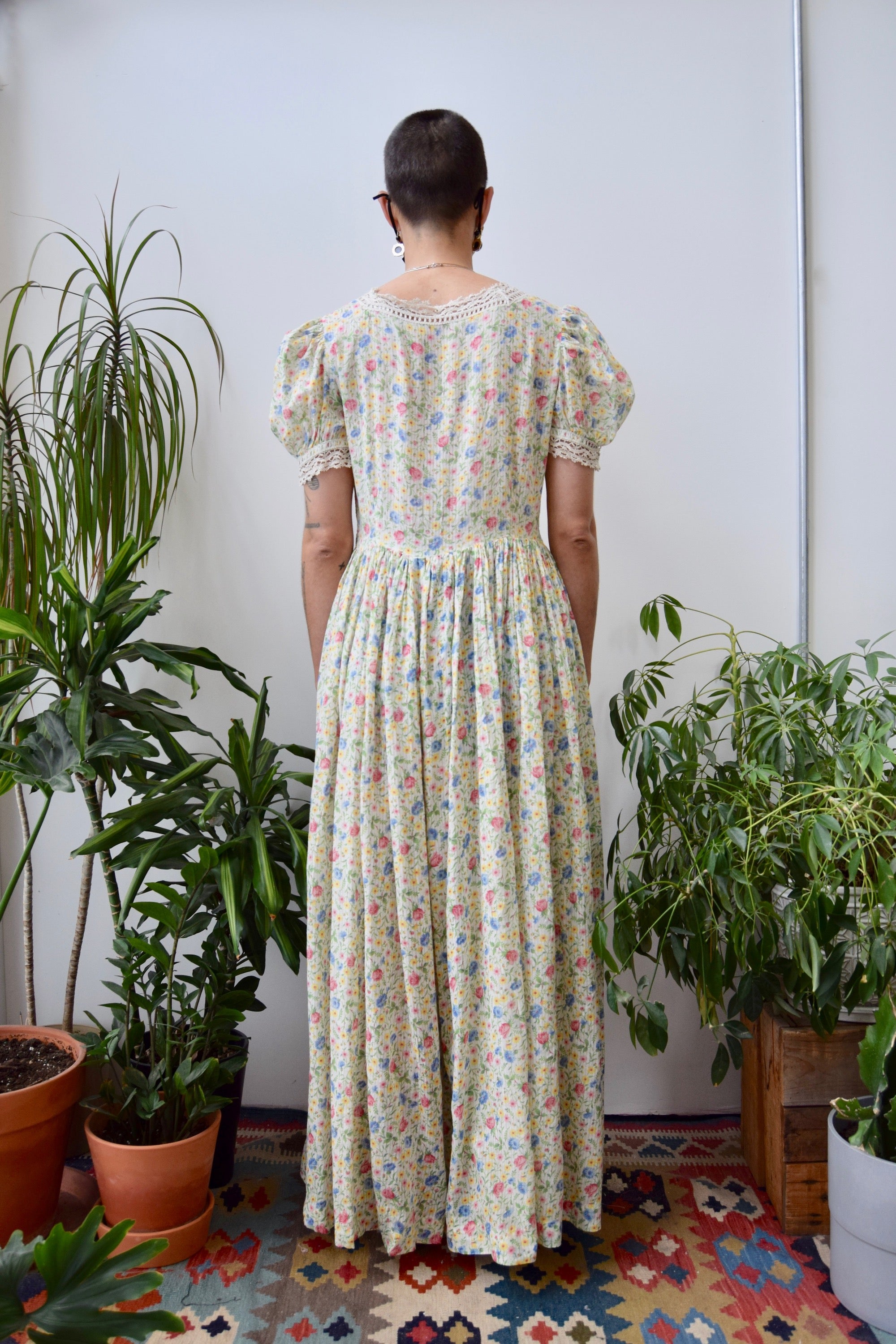 Vintage Gauzy Floral Cotton Dress