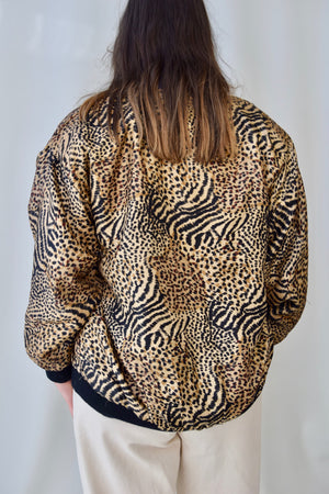 Satin Leopard Windbreaker Jacket