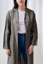 Olive Grain Long Linen Duster