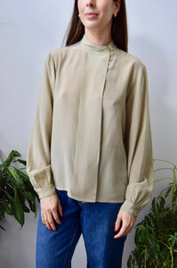 Eighties Pleat Front Silk Top