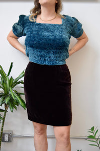Chocolate Silk Velvet Skirt