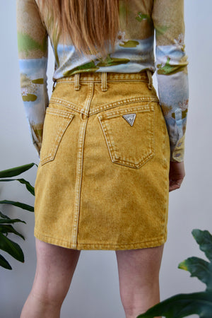 Nineties Mustard Guess Denim Skirt