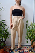 Beige Linen Blend Pants