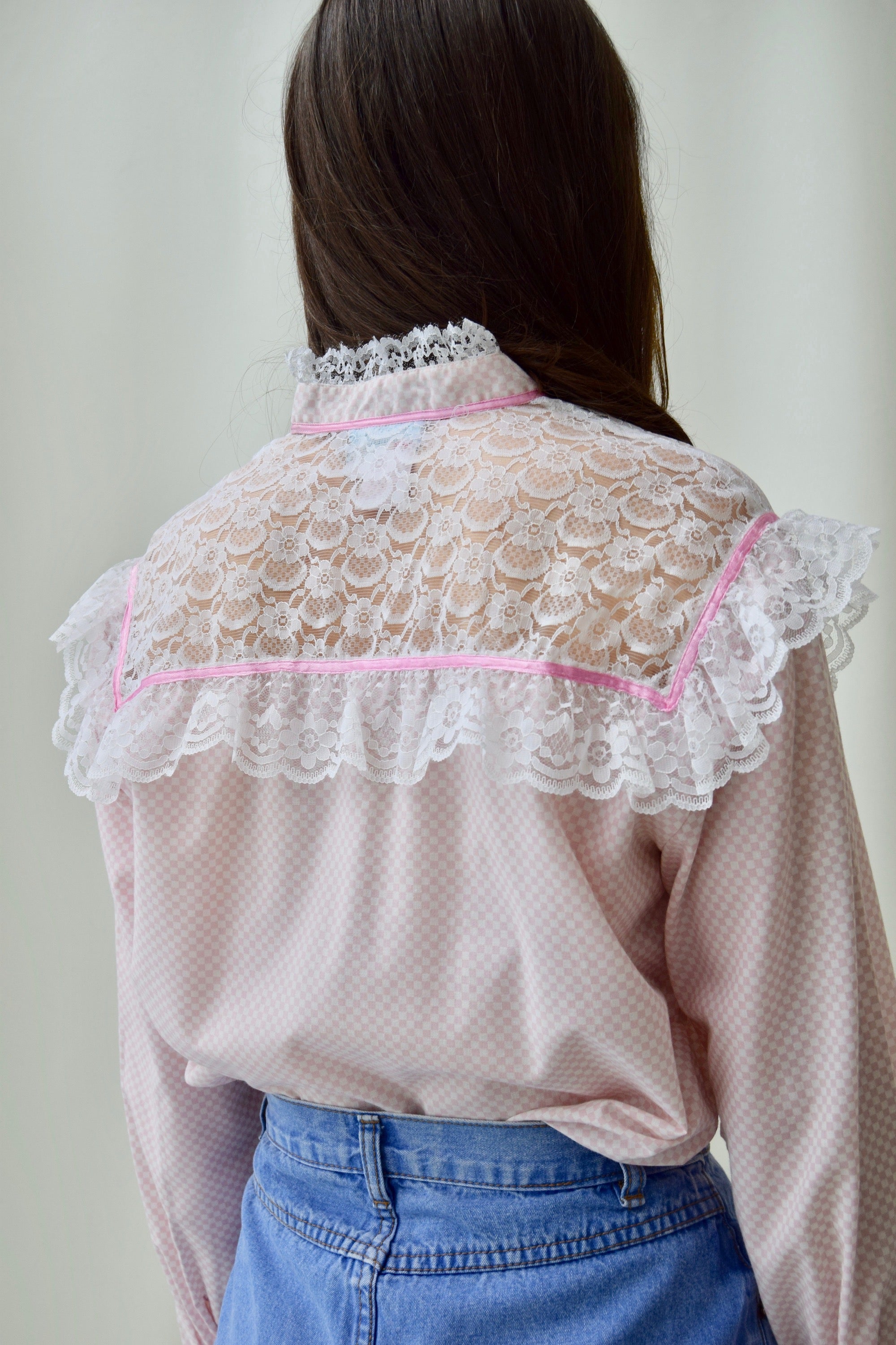 Pink Check Western Top