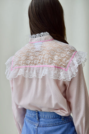 Pink Check Western Top