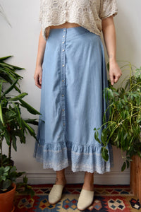 Eyelet Chambray Skirt