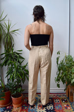 Beige Linen Blend Pants