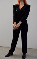 Jet Black Silk Cropped Suit