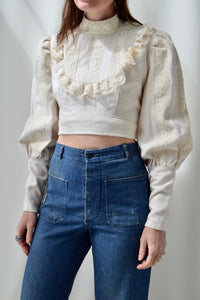 1970's Mutton Sleeve Cropped Blouse