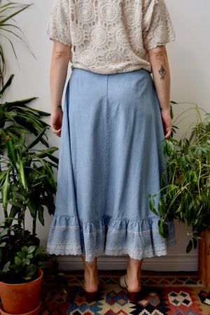 Eyelet Chambray Skirt