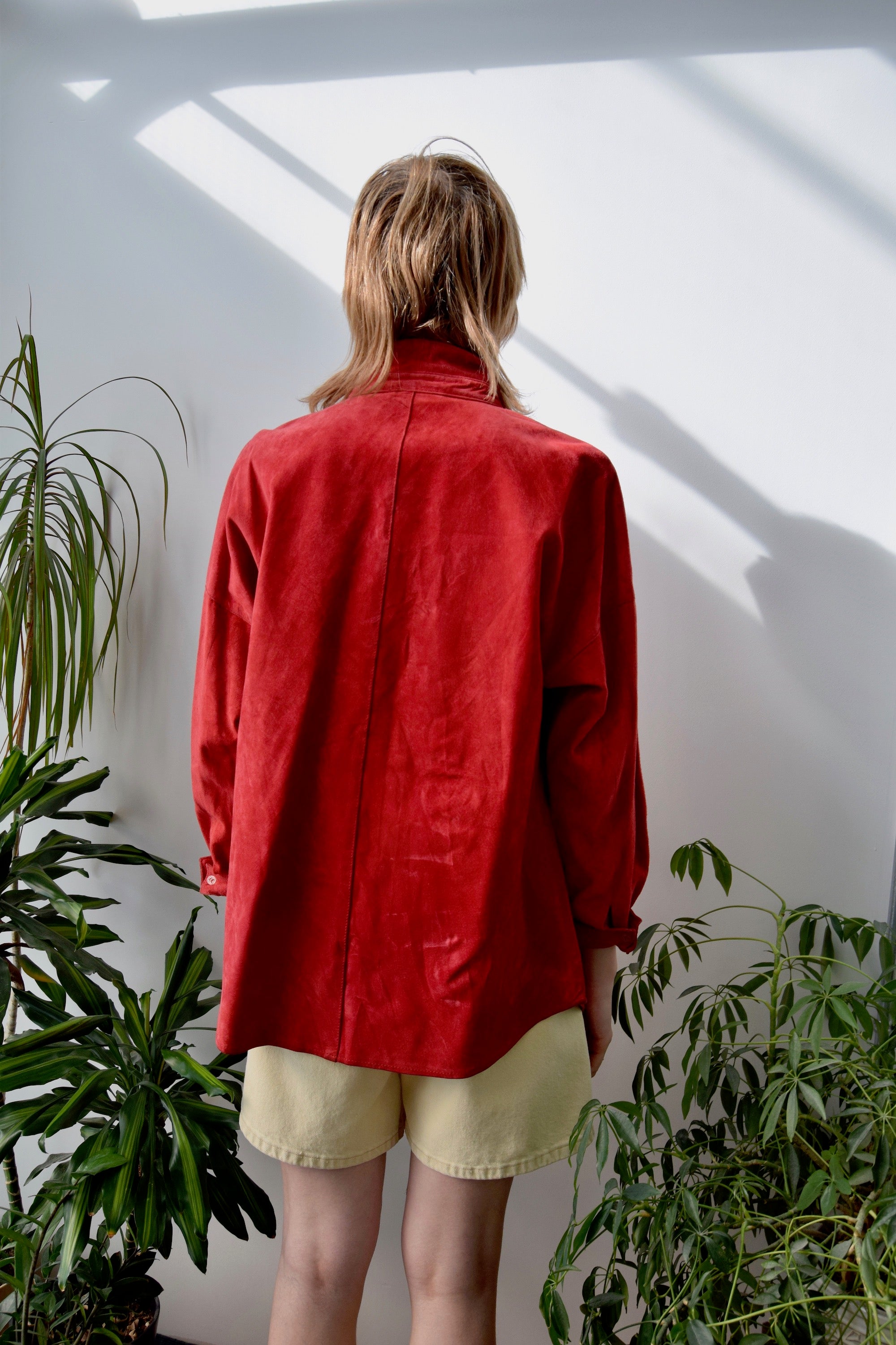 Red Suede Button Up