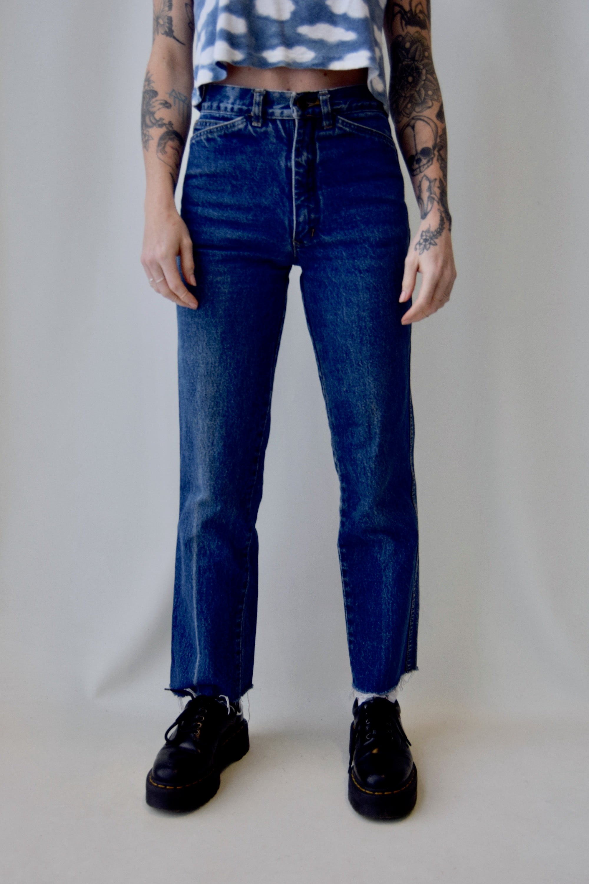 Raw Hem "Lawman" Blue Jeans