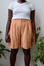 Textured Peach Silk Shorts