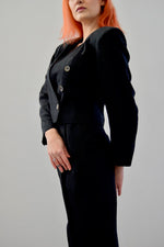 Jet Black Silk Cropped Suit