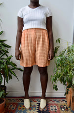 Textured Peach Silk Shorts