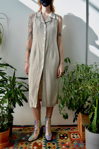 Tan Linen Button Down Dress