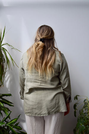 Olive Linen Button Up