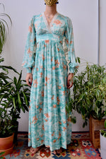 Seventies Seafoam Ruffle Sleeve Dress