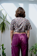 Patterned Tie Up Belly Top