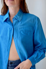 Aqua Raw Silk Top