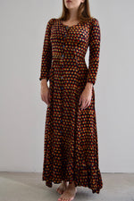 1970's Indian Printed Velvet Dress