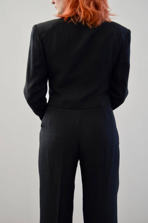 Jet Black Silk Cropped Suit