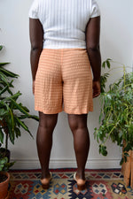 Textured Peach Silk Shorts