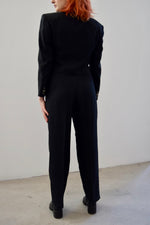 Jet Black Silk Cropped Suit