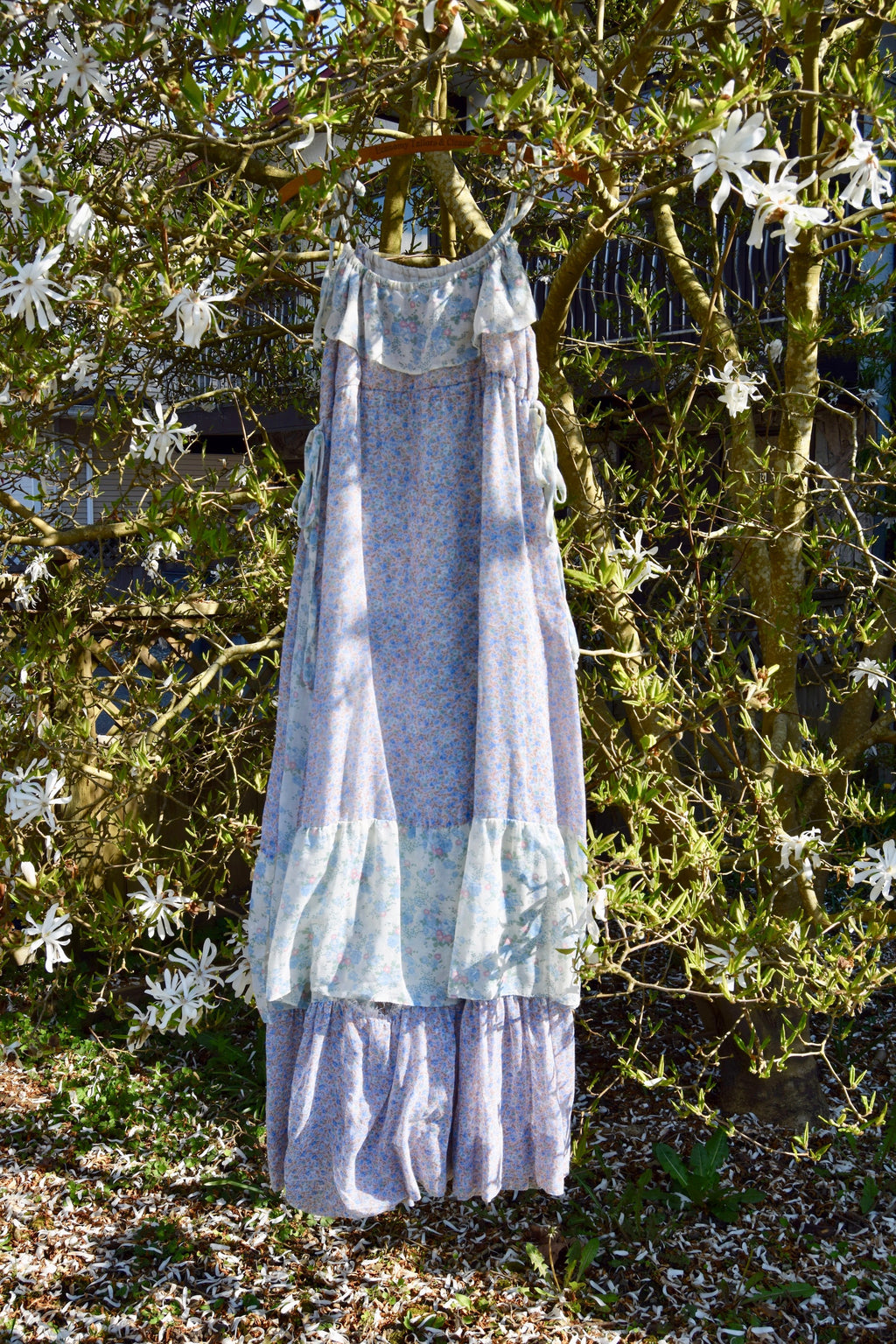 1970's "Arjon California" Ruffled Wildflower Maxi Dress