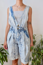 Acid Wash Overall Shorts