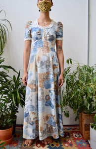 Seventies Grid Floral Maxi Dress