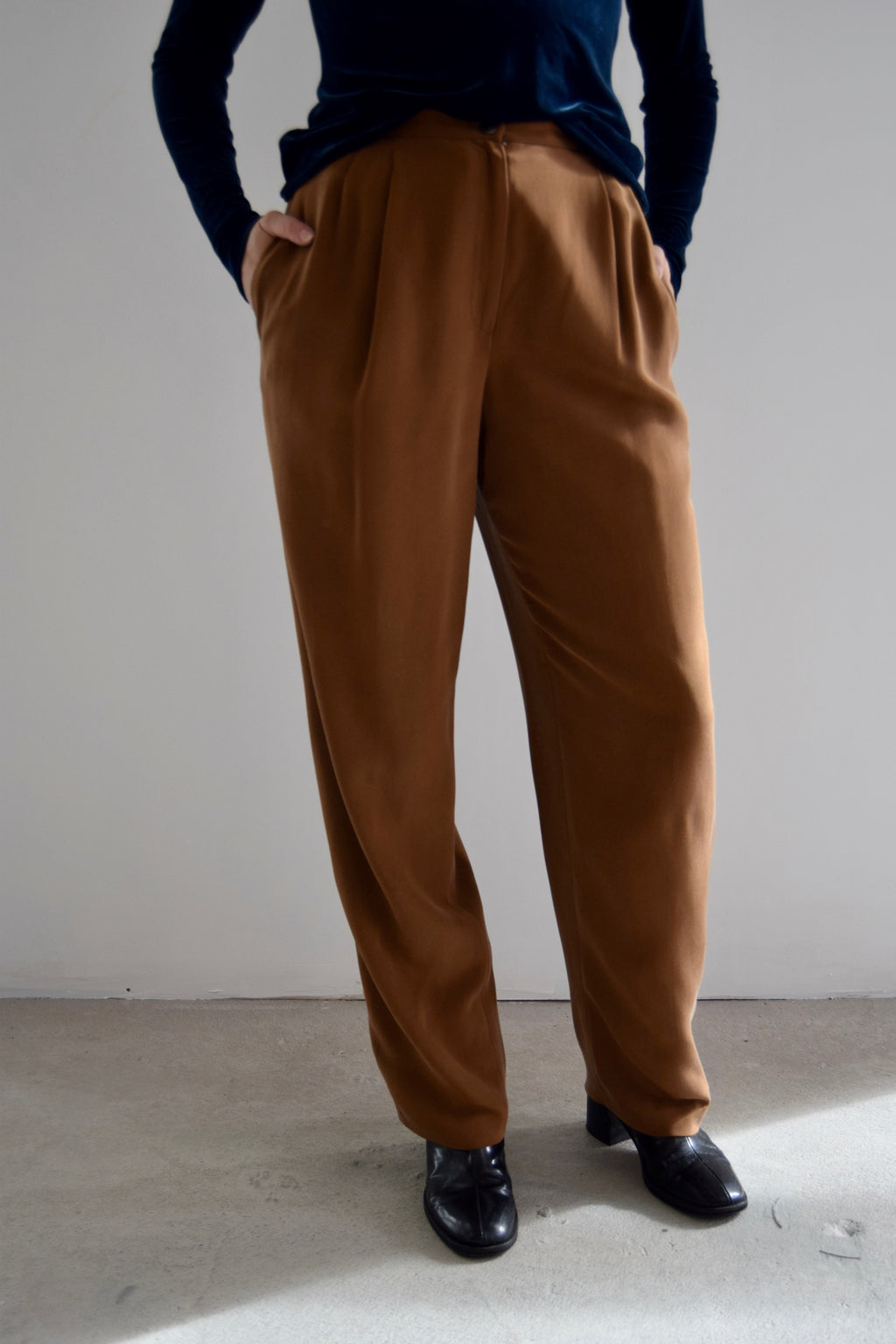 Liz Claiborne Collection Acorn Brown Silk Trousers