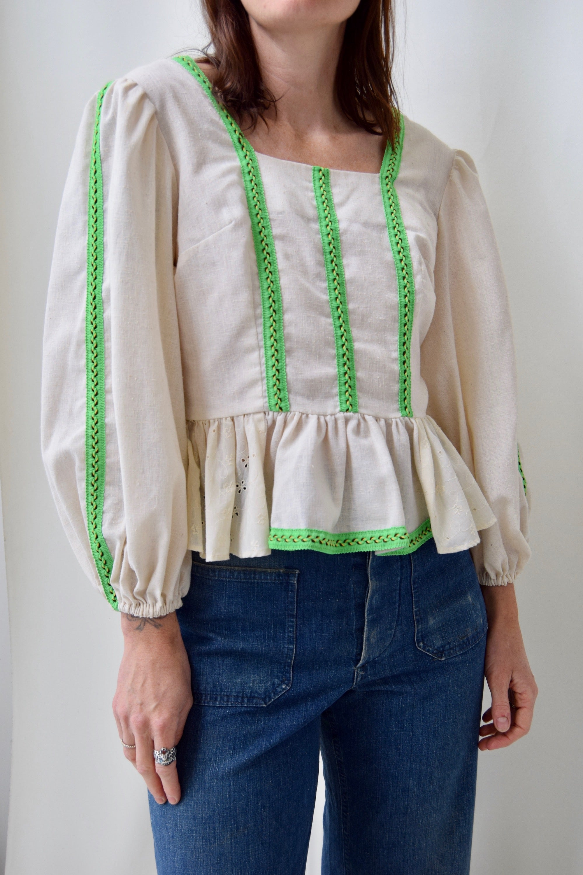 1970's Neon Green Braided Top