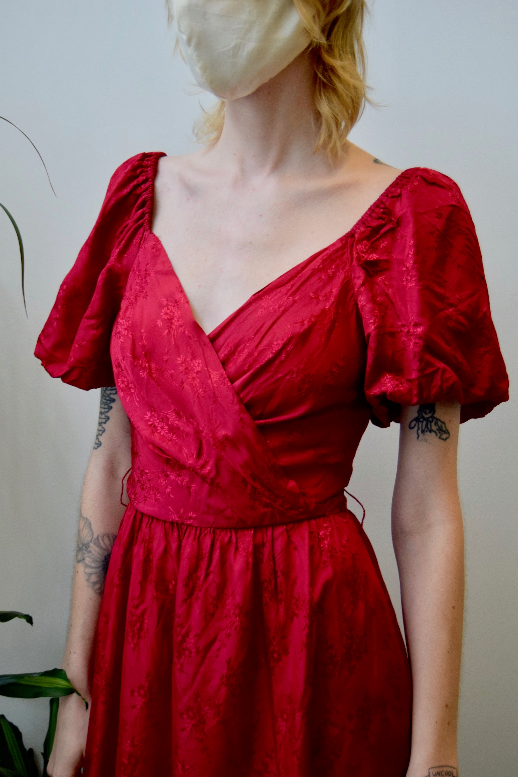 Seventies Cranberry Floral Princess Dress