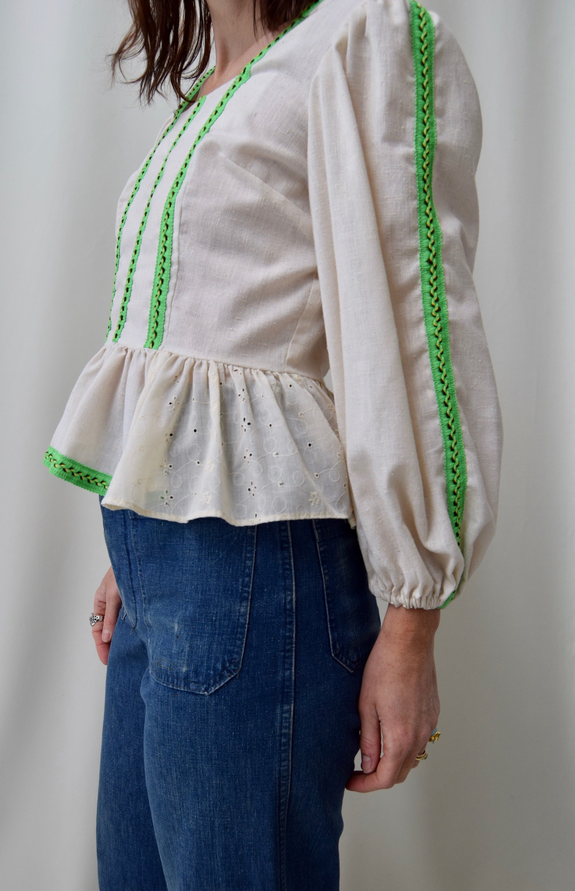 1970's Neon Green Braided Top