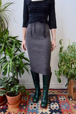 Ribbed Wool Pencil Skirt
