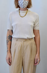 Cream Silk Mock Neck