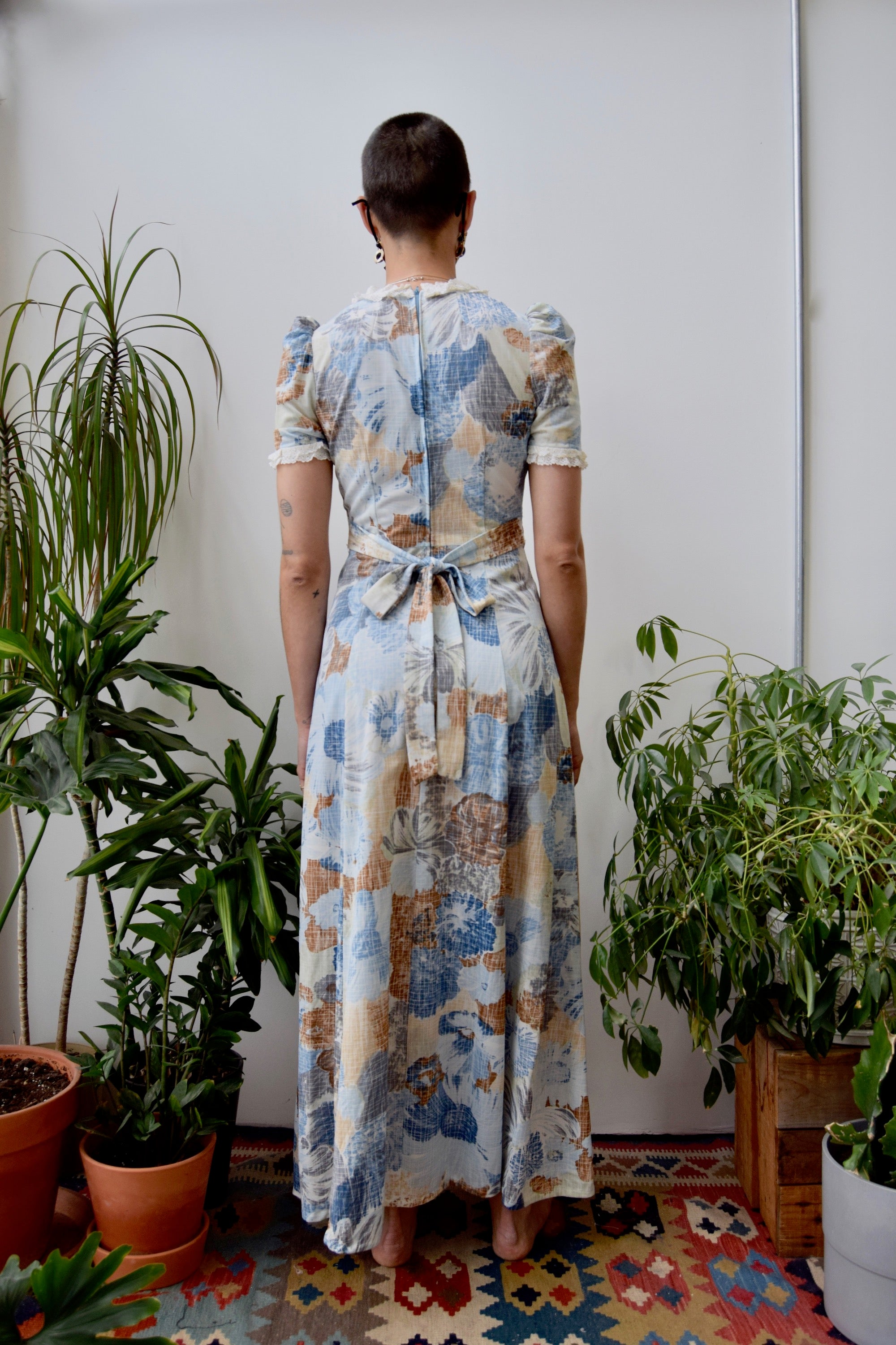 Seventies Grid Floral Maxi Dress