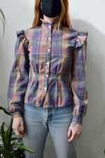 Ruffle Plaid Western Top