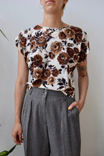 Sixties Brown Floral Top