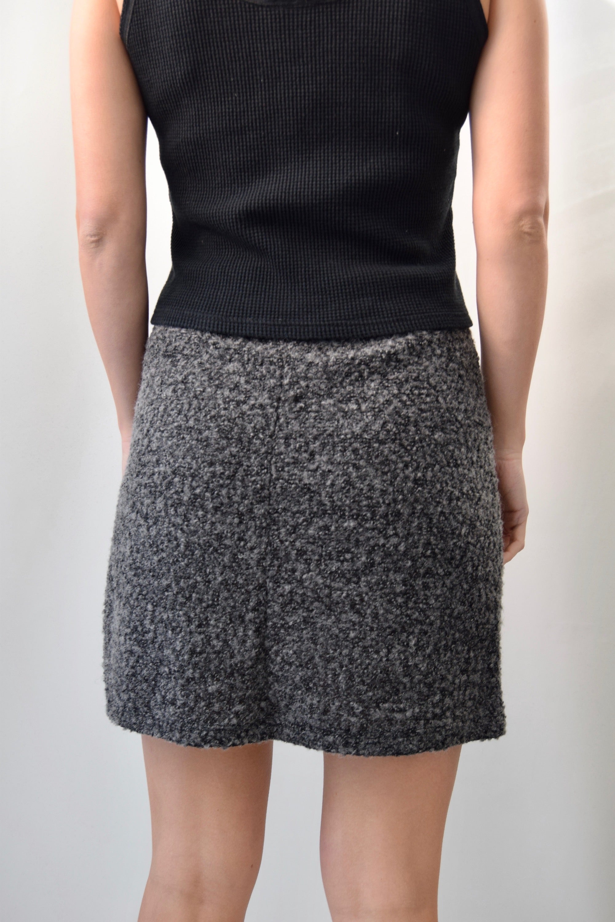 Grey Textured Knit Skirt
