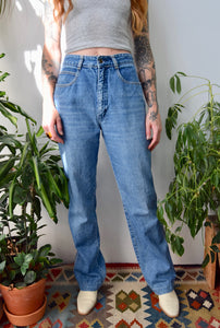 Mid-Wash Straight Leg Jeans